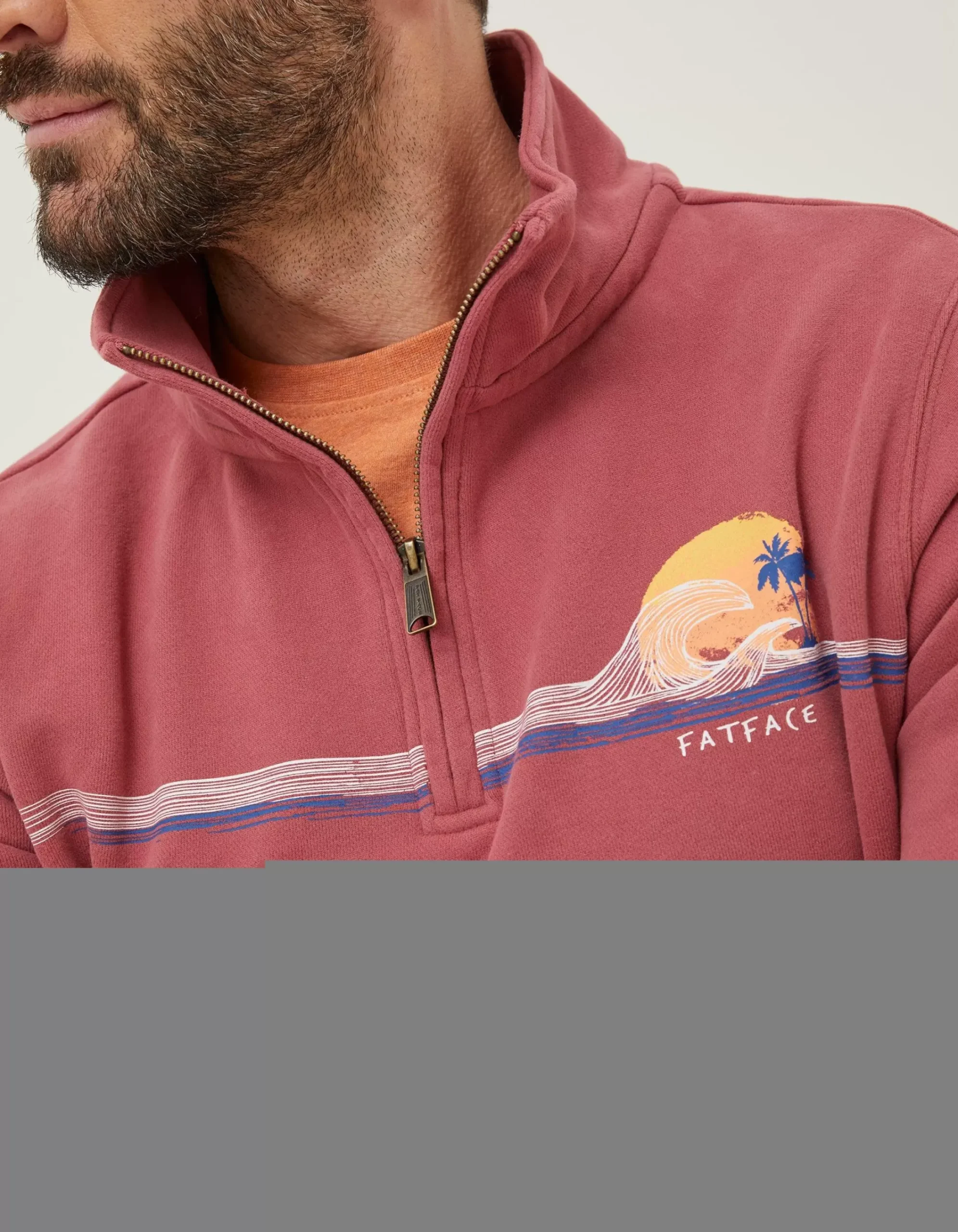 Men FatFace Sweatshirts & Hoodies|Fowey Print Zip Neck