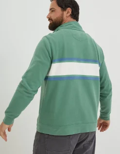 Men FatFace Sweatshirts & Hoodies|Fowey Stripe Half Neck Sweatshirt