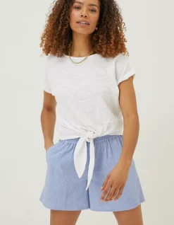 Women FatFace Tops & T-Shirts|Fran Broderie Tie Front Top