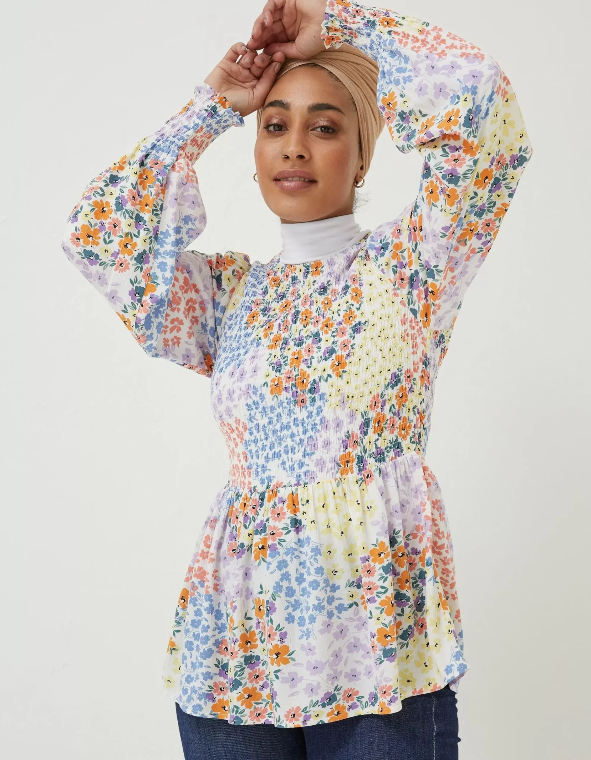 Women FatFace Shirts & Blouses|Fran Meadow Patch Shirred Top