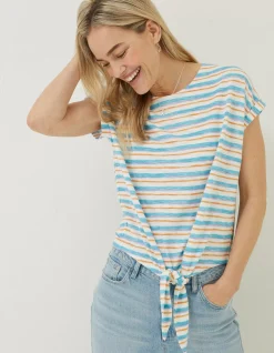 Women FatFace Tops & T-Shirts|Fran Stripe Tie Front Top