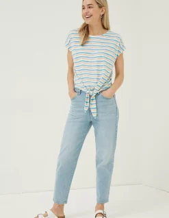 Women FatFace Tops & T-Shirts|Fran Stripe Tie Front Top