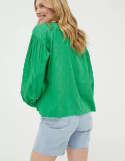 Women FatFace Shirts & Blouses|Freya Green Lace Blouse