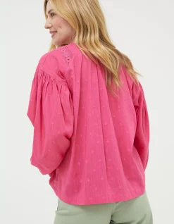Women FatFace Shirts & Blouses|Freya Pink Lace Blouse