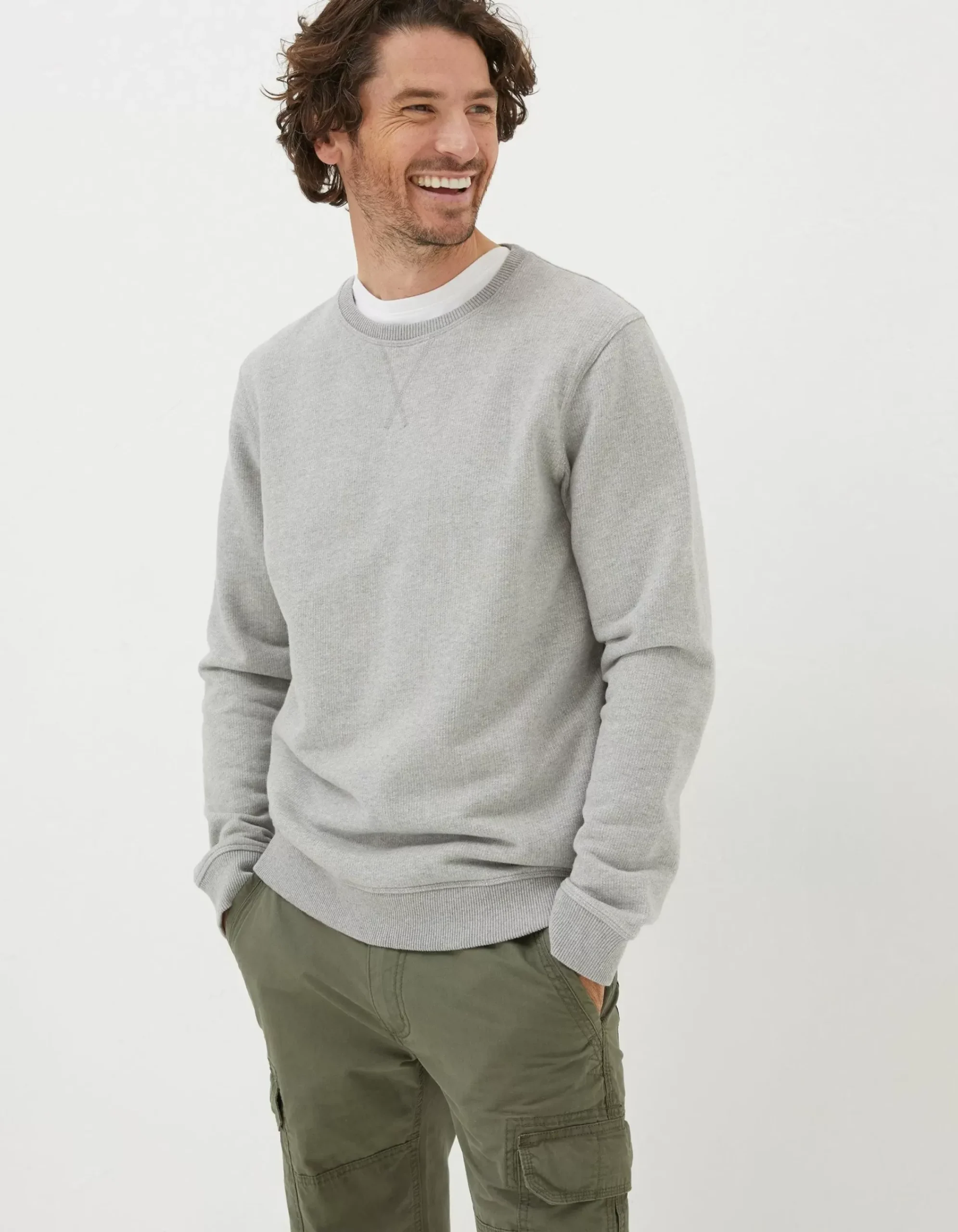 Men FatFace View All|Frome Textured Crew Neck Sweatshirt