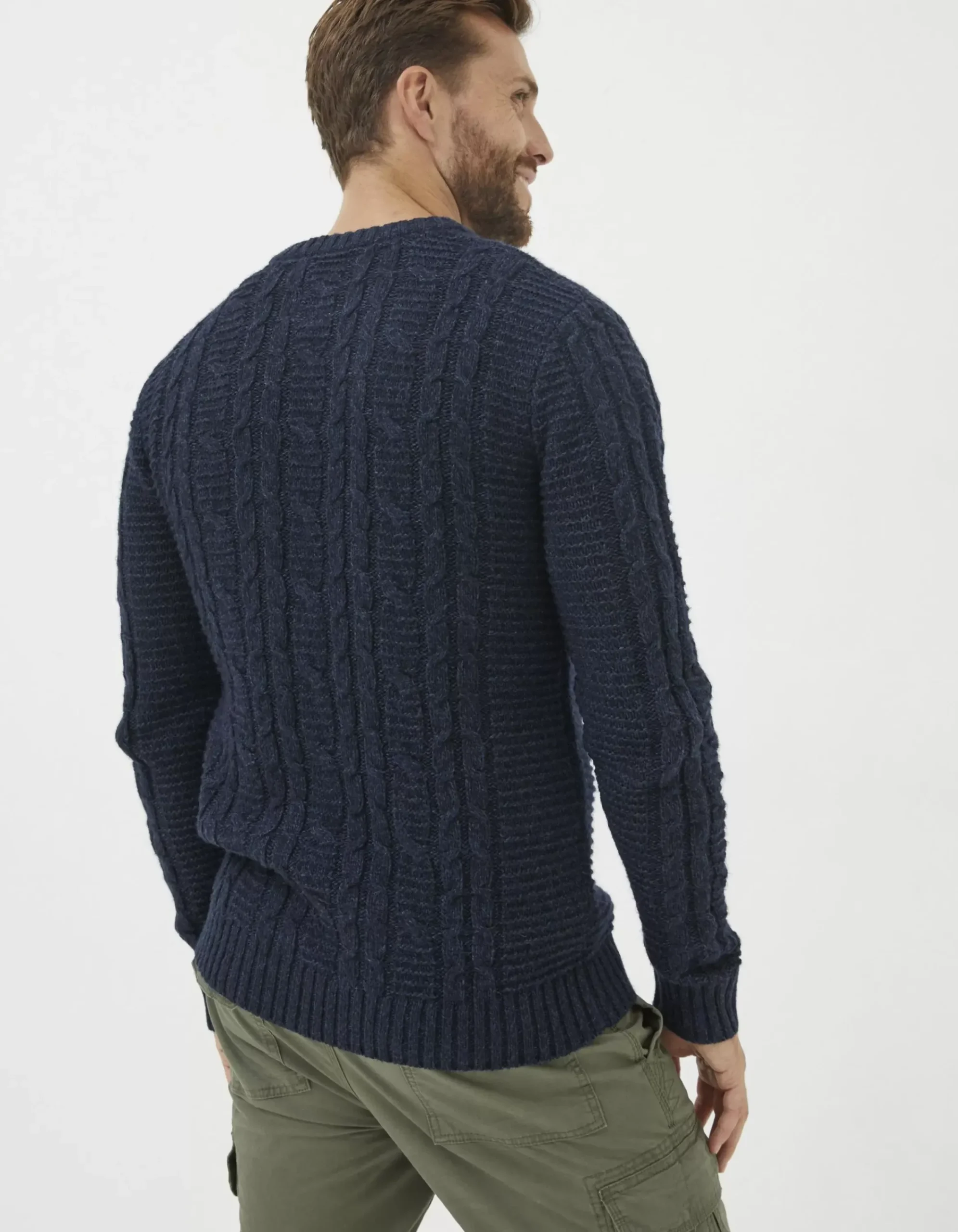 Men FatFace Knitwear|Funtley Cable Crew Jumper