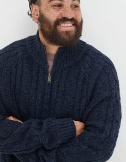 Men FatFace View All|Funtley Cable Half Neck Jumper