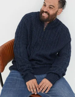 Men FatFace View All|Funtley Cable Half Neck Jumper