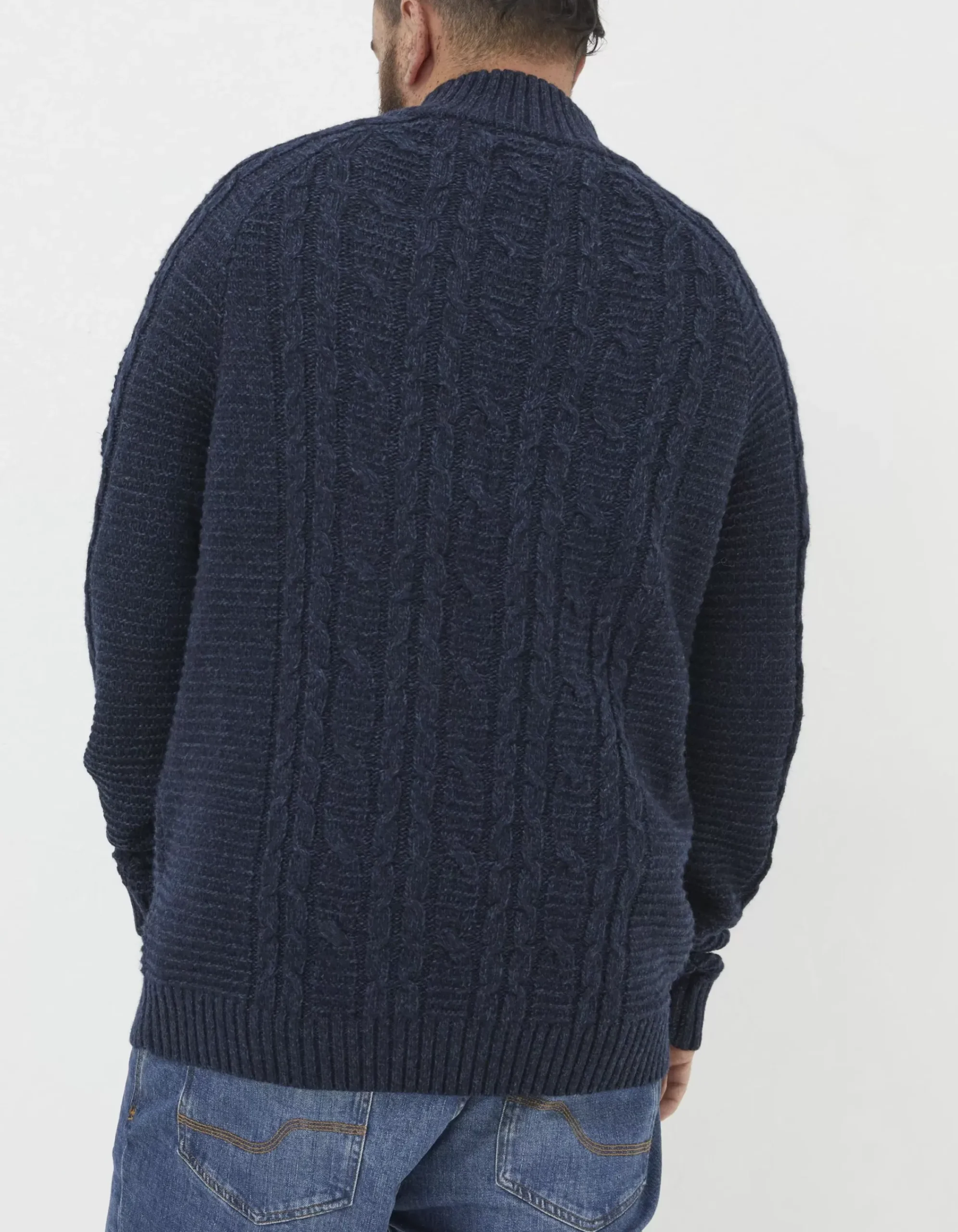 Men FatFace Knitwear|Funtley Cable Half Neck Jumper