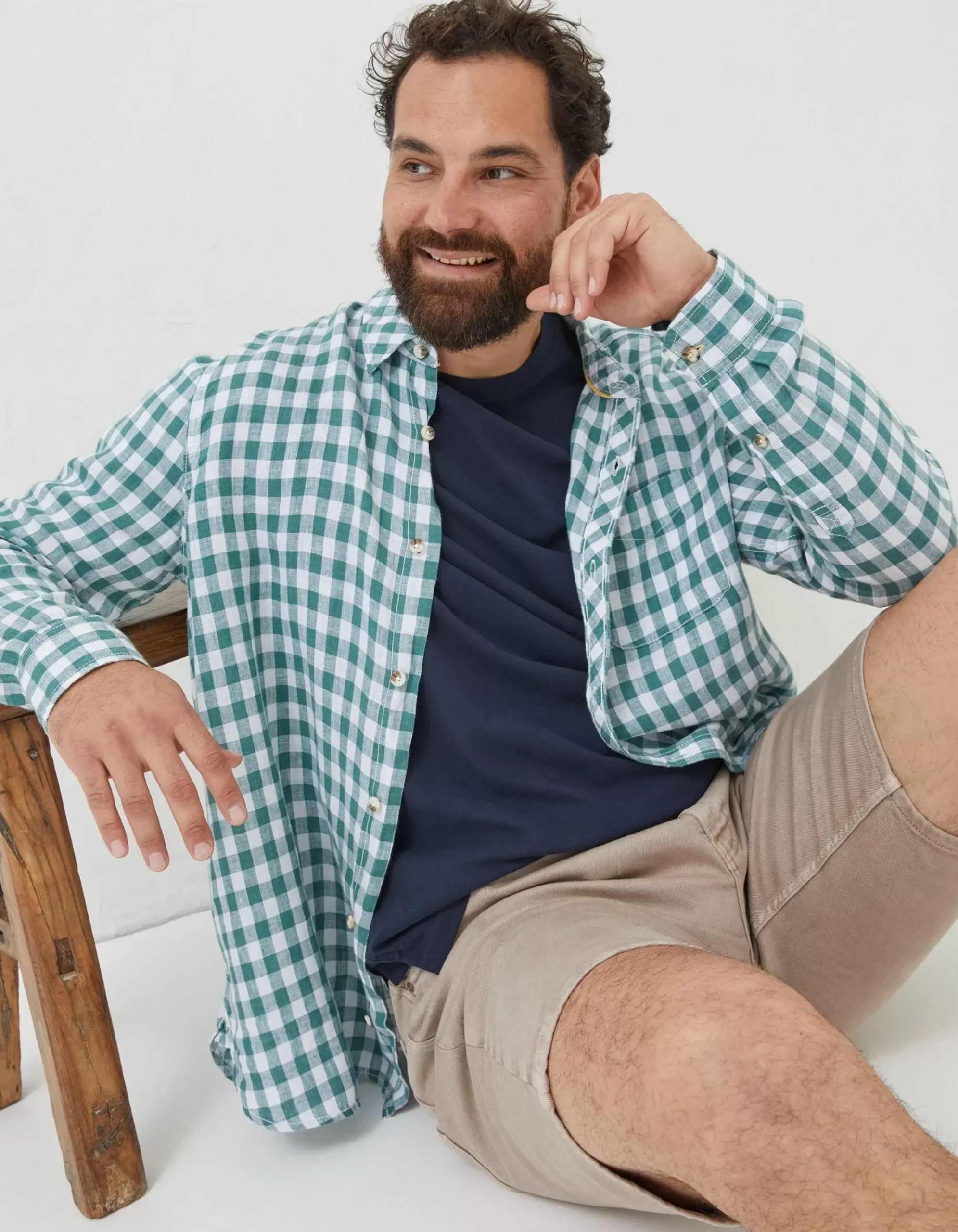 Men FatFace Shirts|Gingham Linen Shirt
