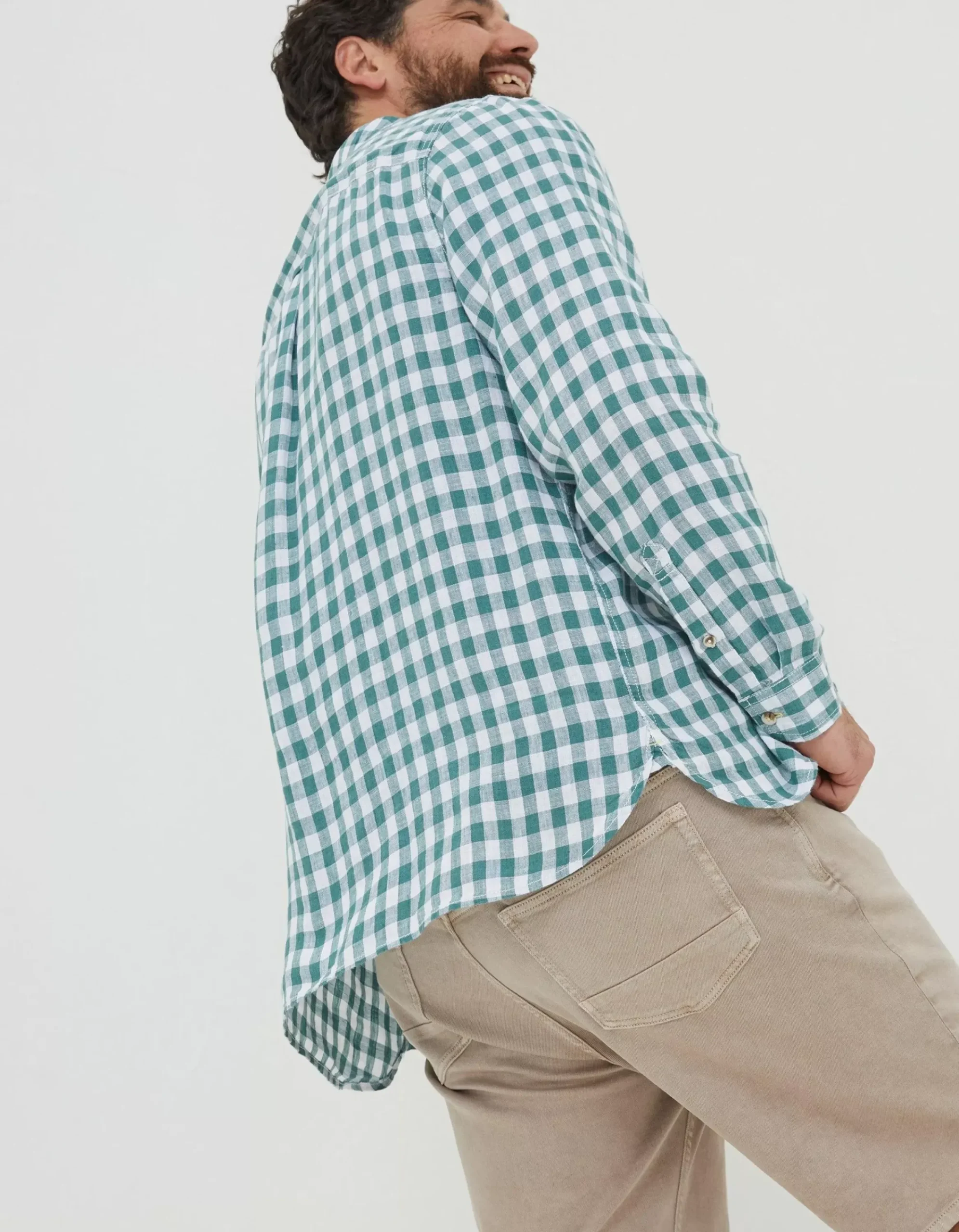 Men FatFace Shirts|Gingham Linen Shirt