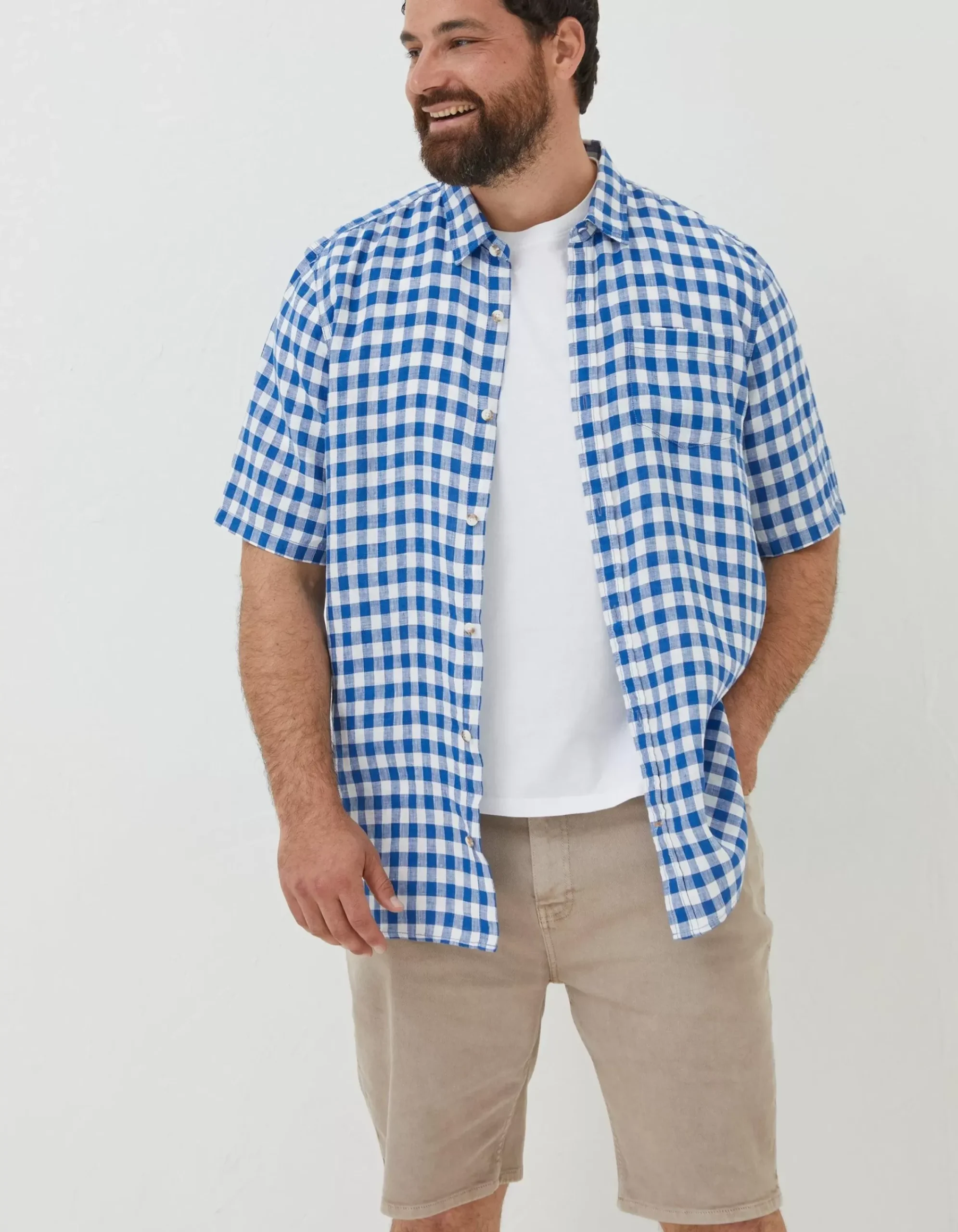 Men FatFace Shirts|Gingham Linen Shirt