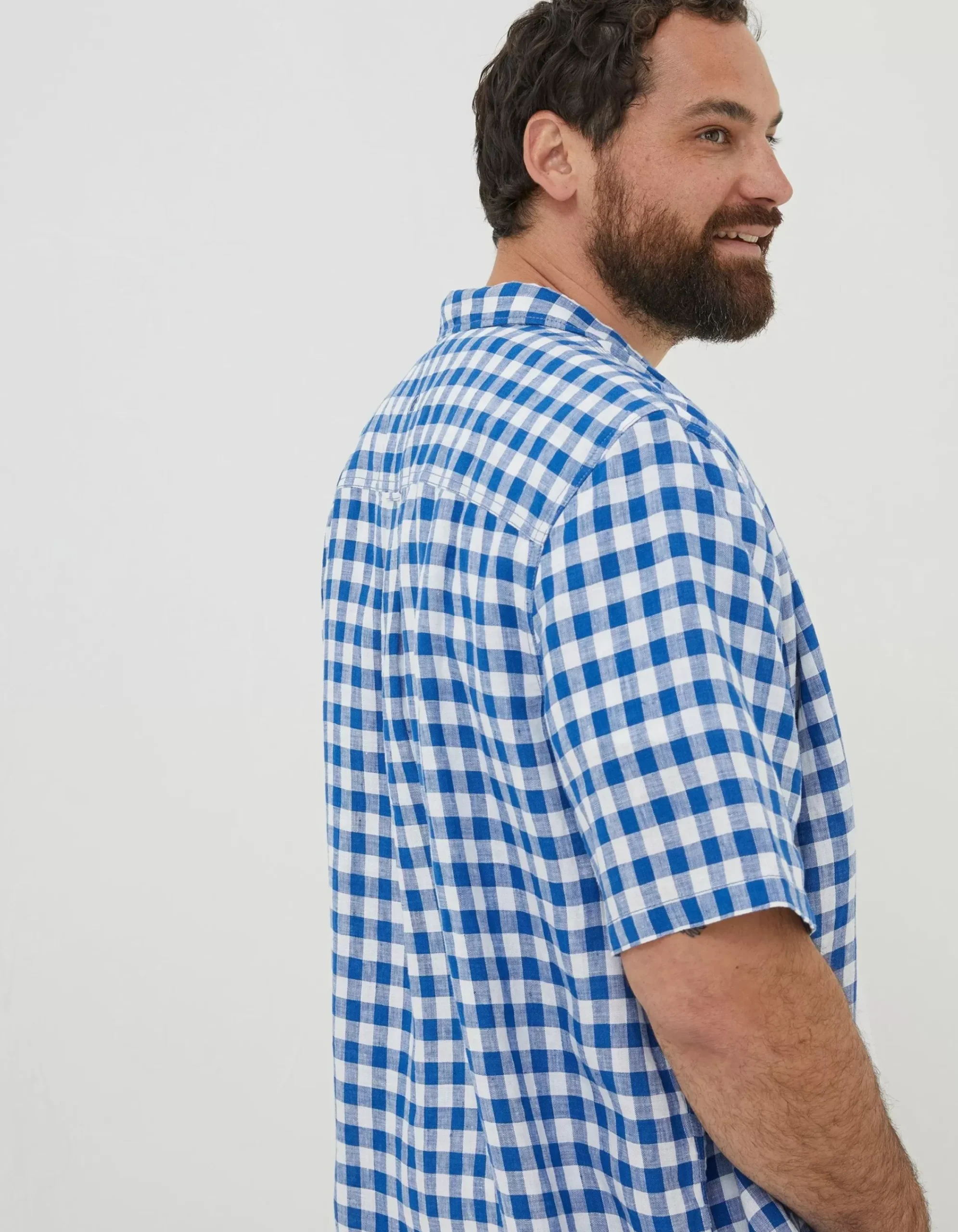 Men FatFace Shirts|Gingham Linen Shirt