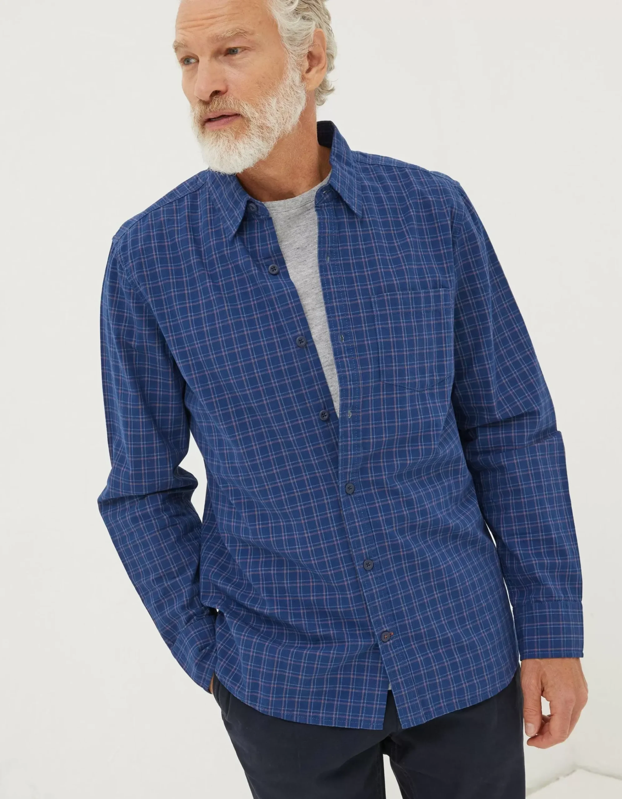 Men FatFace View All|Grays Grid Check Shirt