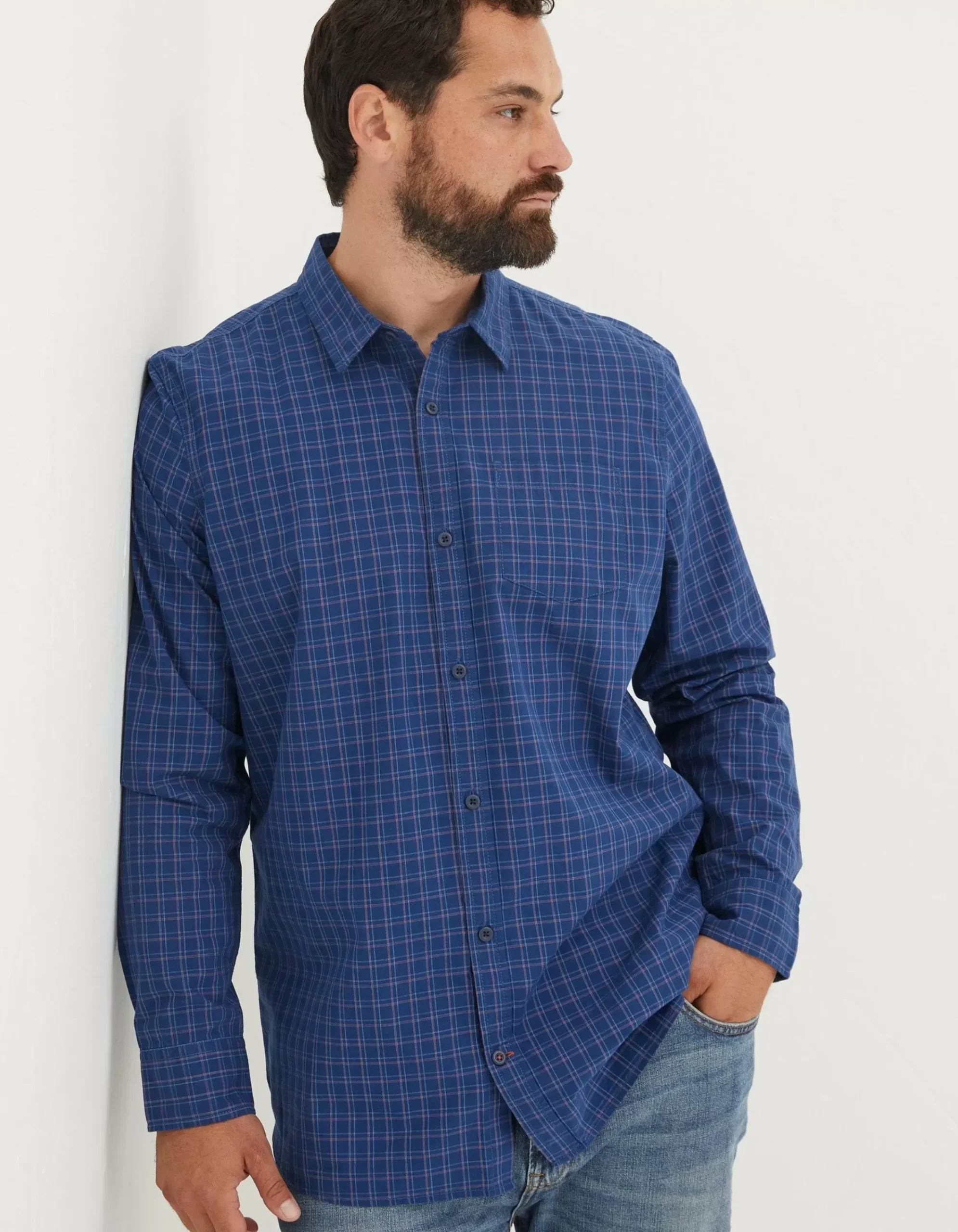 Men FatFace View All|Grays Grid Check Shirt
