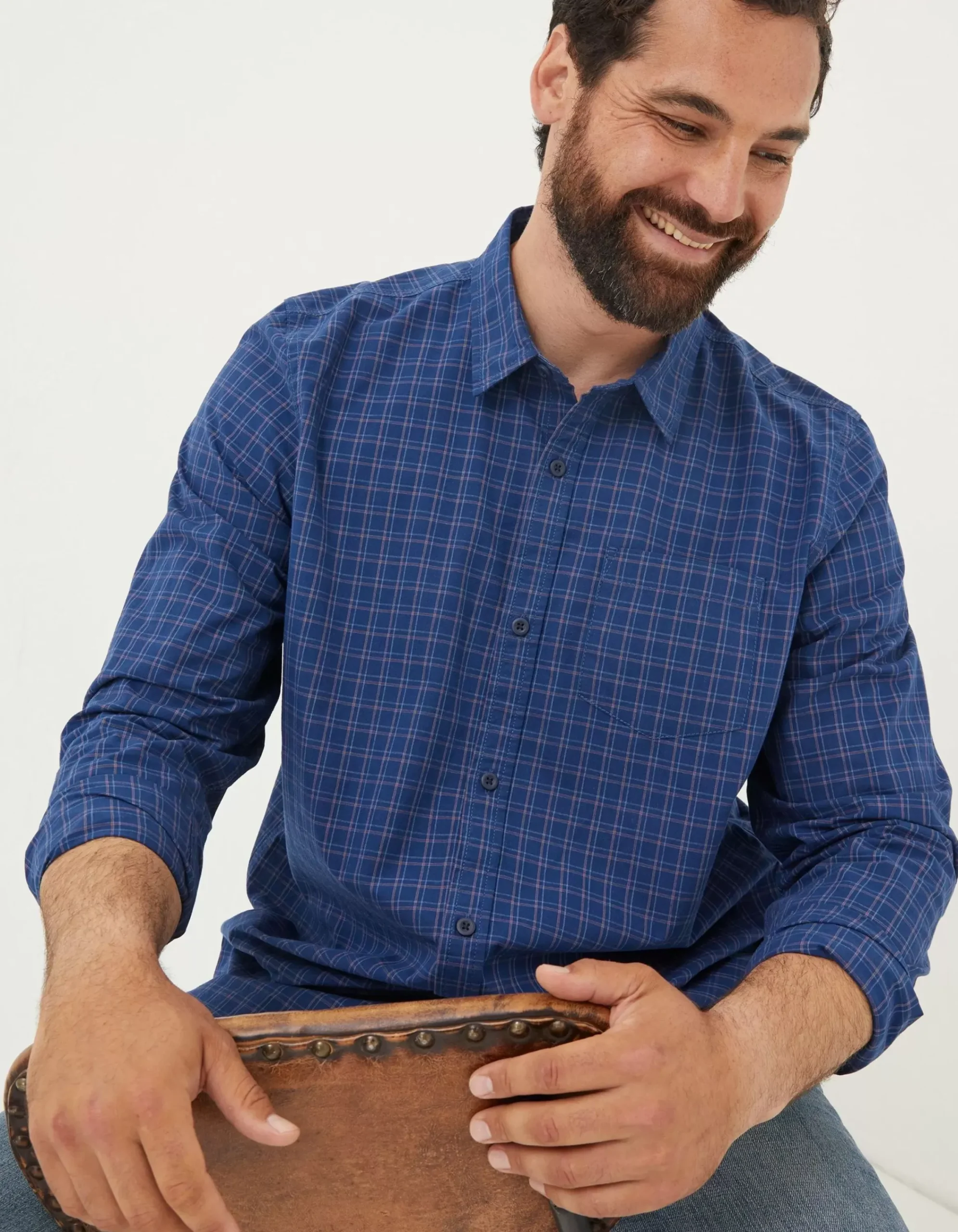 Men FatFace View All|Grays Grid Check Shirt
