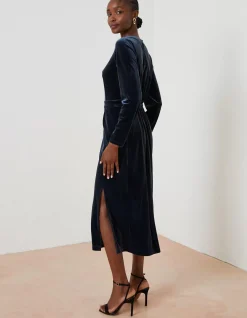 Women FatFace Dresses|Haldon Velvet Midi Dress