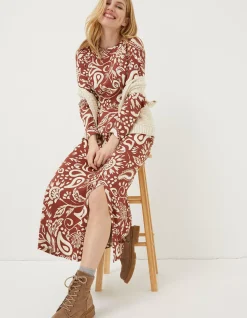 Women FatFace Dresses|Haldon Watercolour Midi Dress