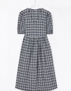 Women FatFace Dresses|Hannah Puff Sleeve Check Midi Dress
