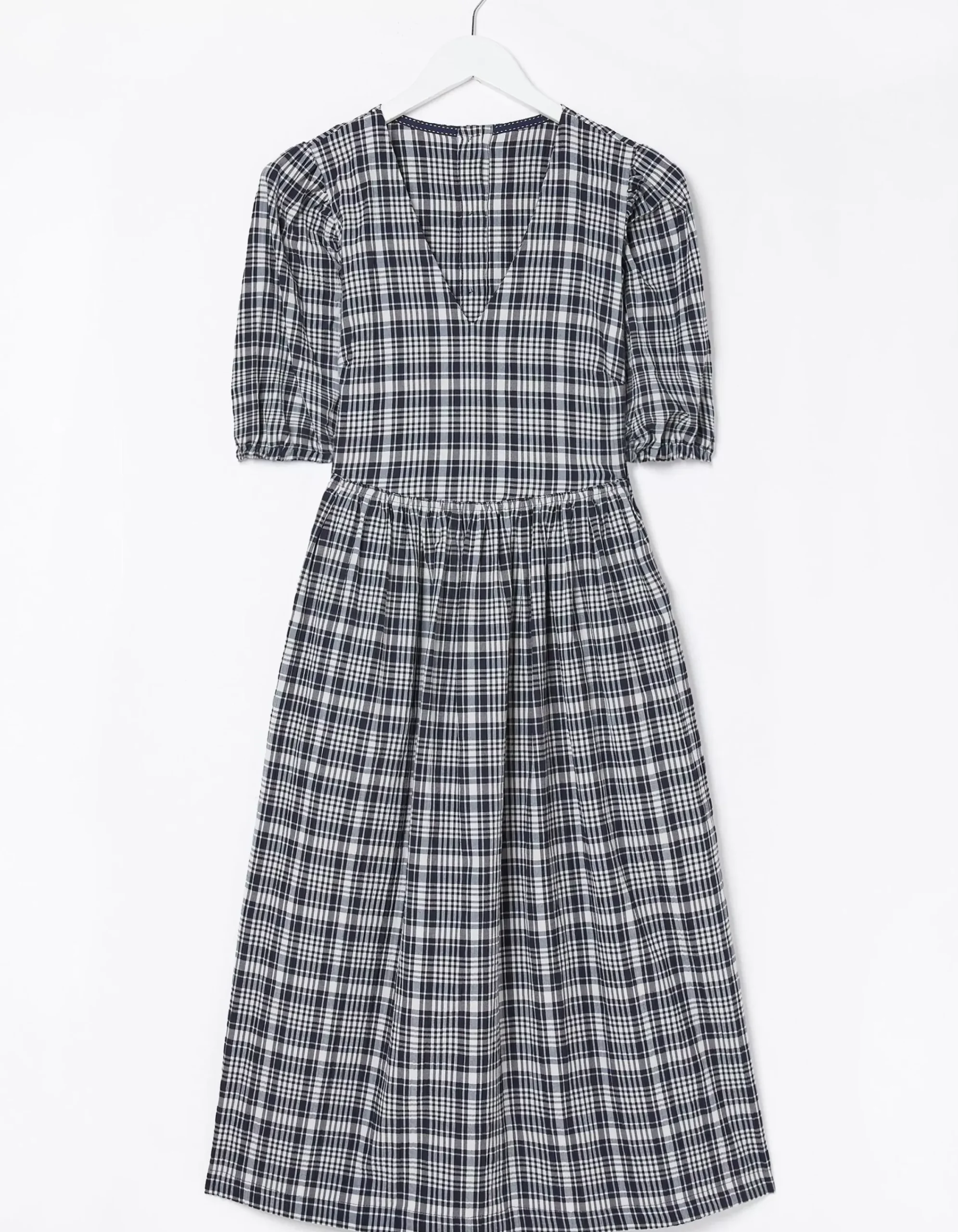 Women FatFace Dresses|Hannah Puff Sleeve Check Midi Dress