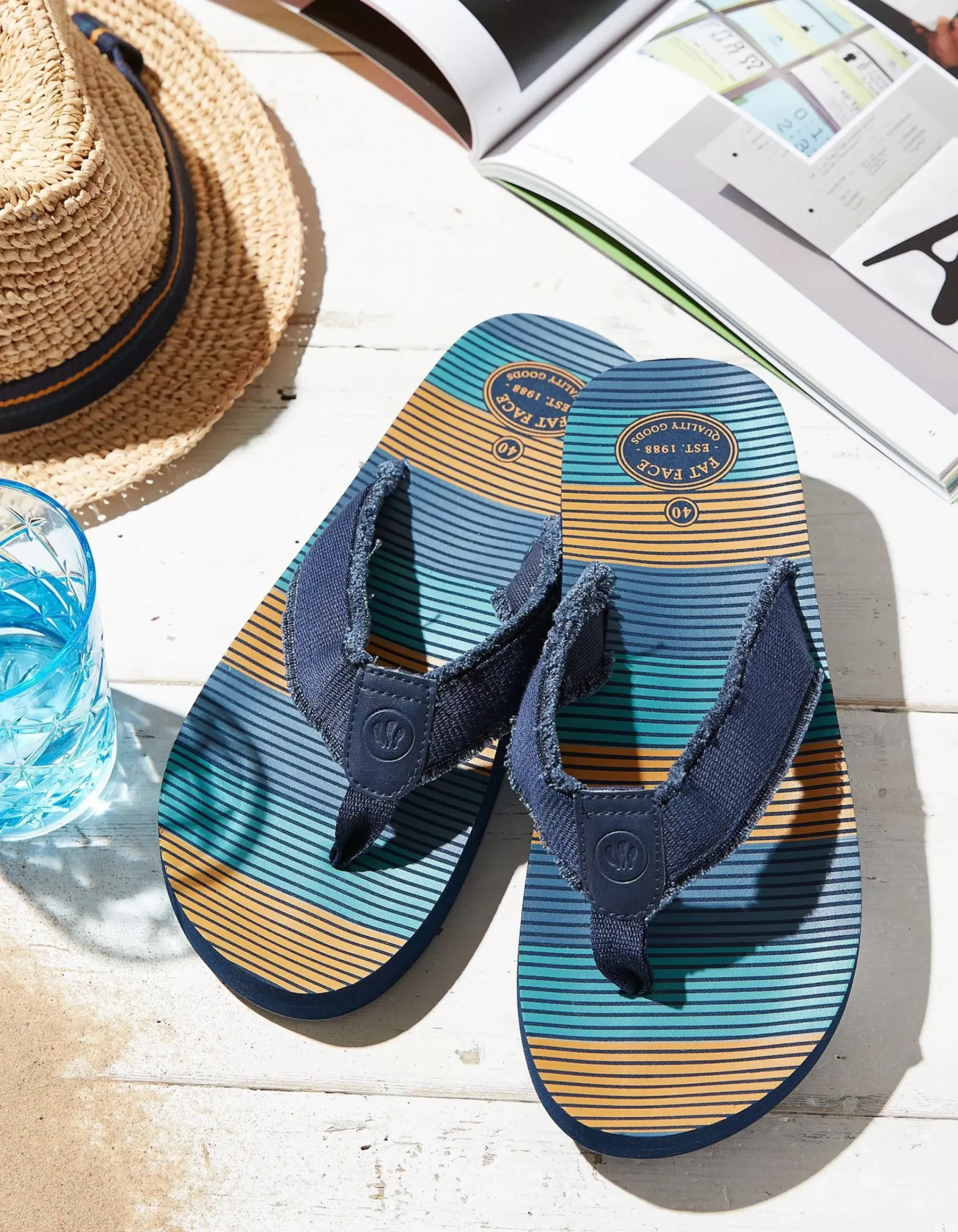 Men FatFace View All|Harris Stripe Flip Flops