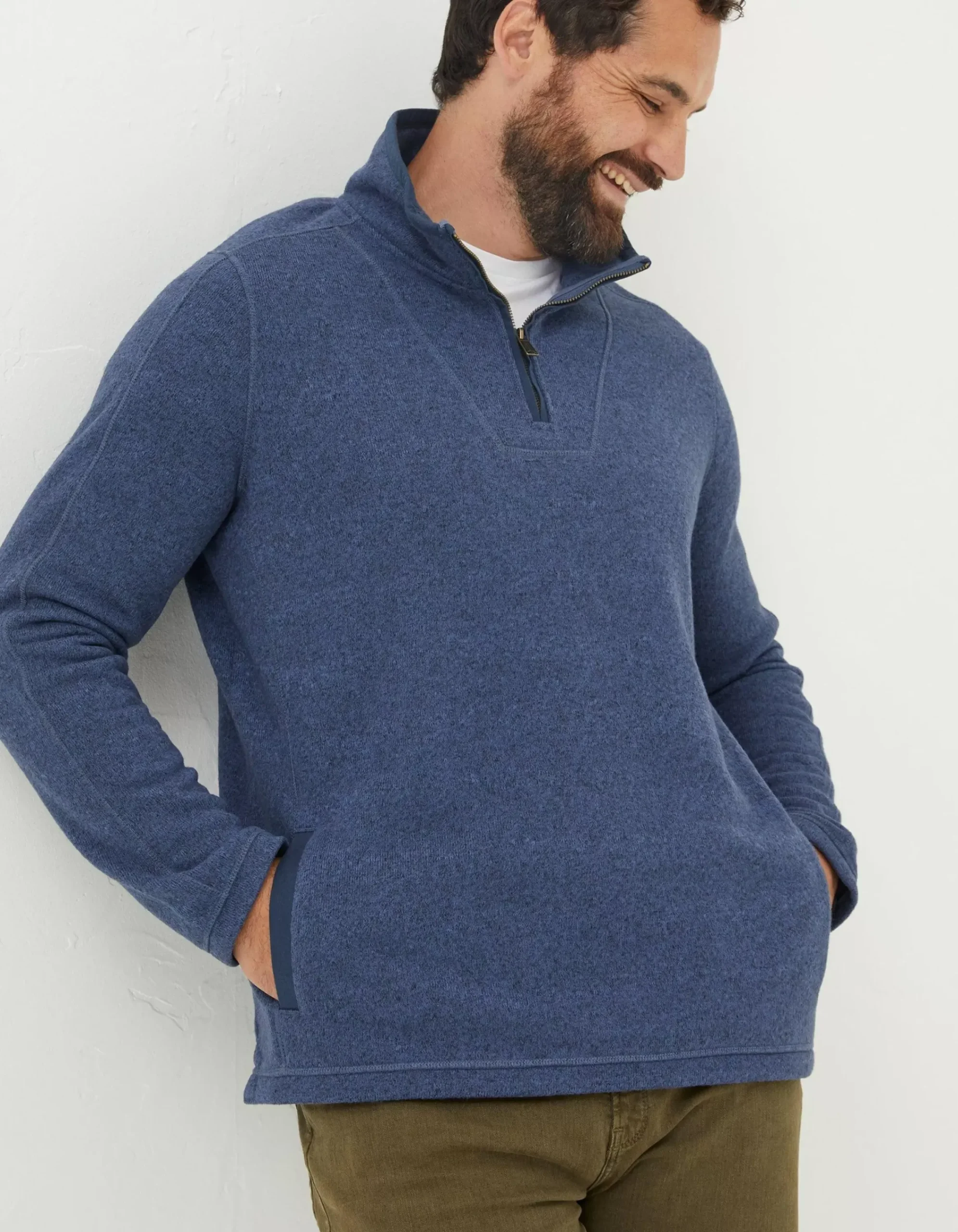 Men FatFace Sweatshirts & Hoodies|Haxby Fleece Half Neck Sweatshirt