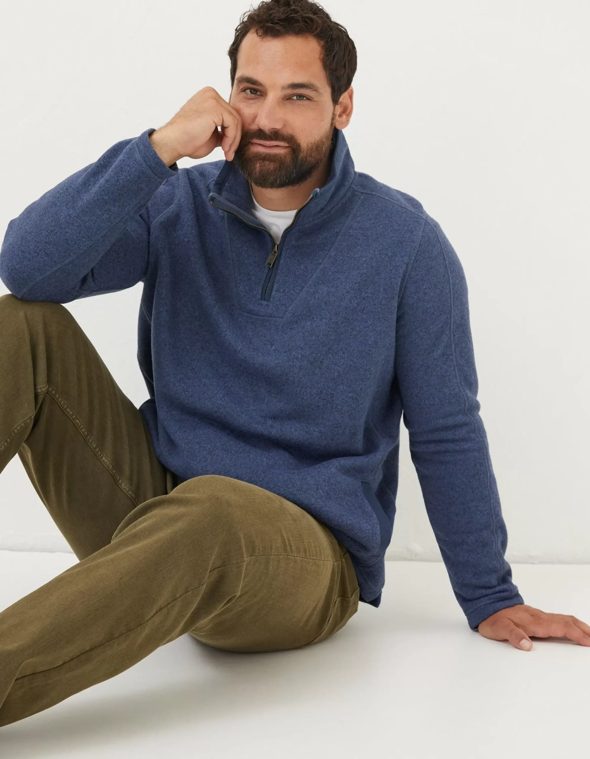 Men FatFace Sweatshirts & Hoodies|Haxby Fleece Half Neck Sweatshirt