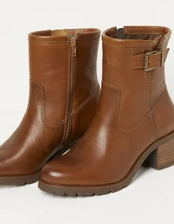 Women FatFace View All|Hollie Mid Heel Leather Boots