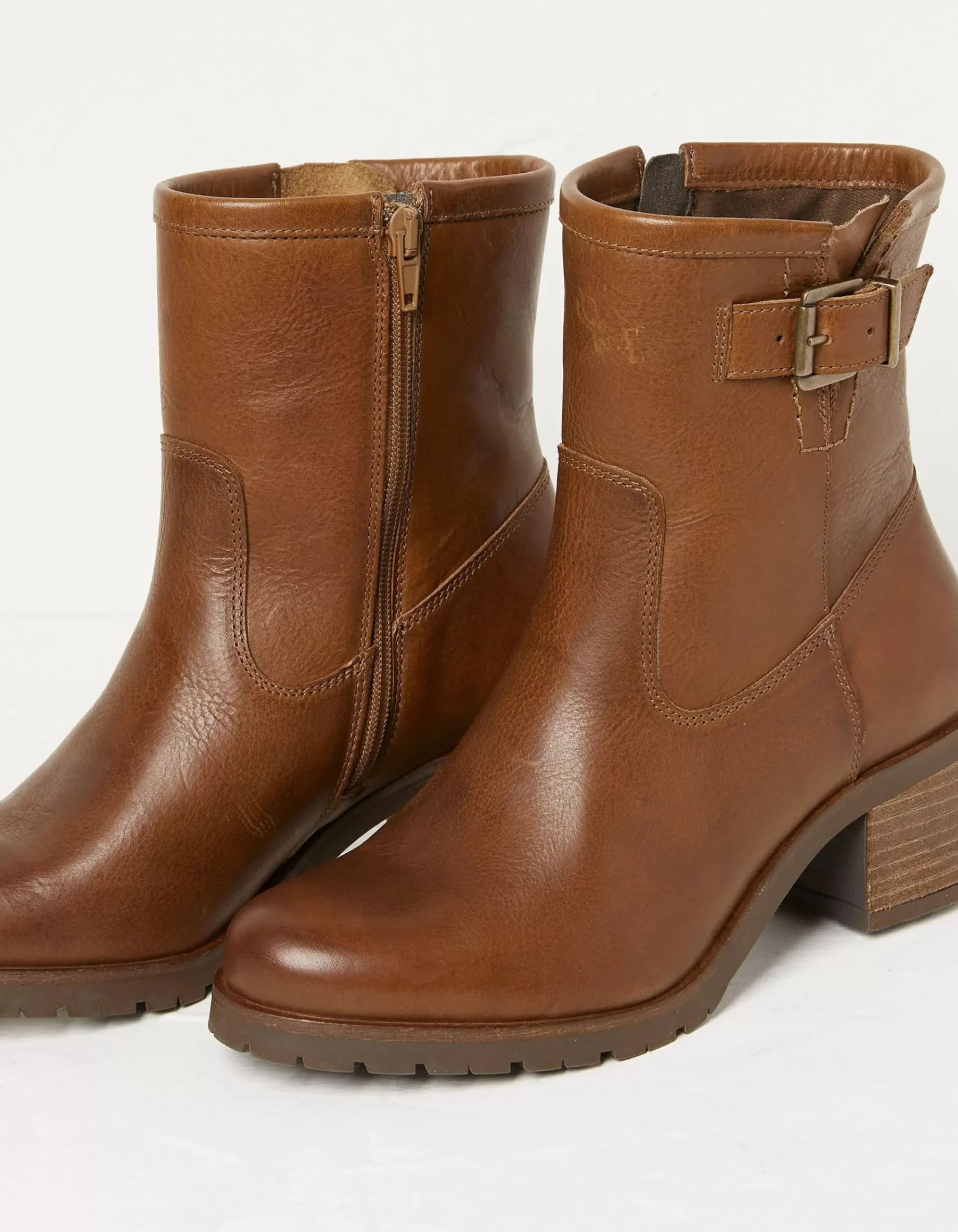 Women FatFace View All|Hollie Mid Heel Leather Boots