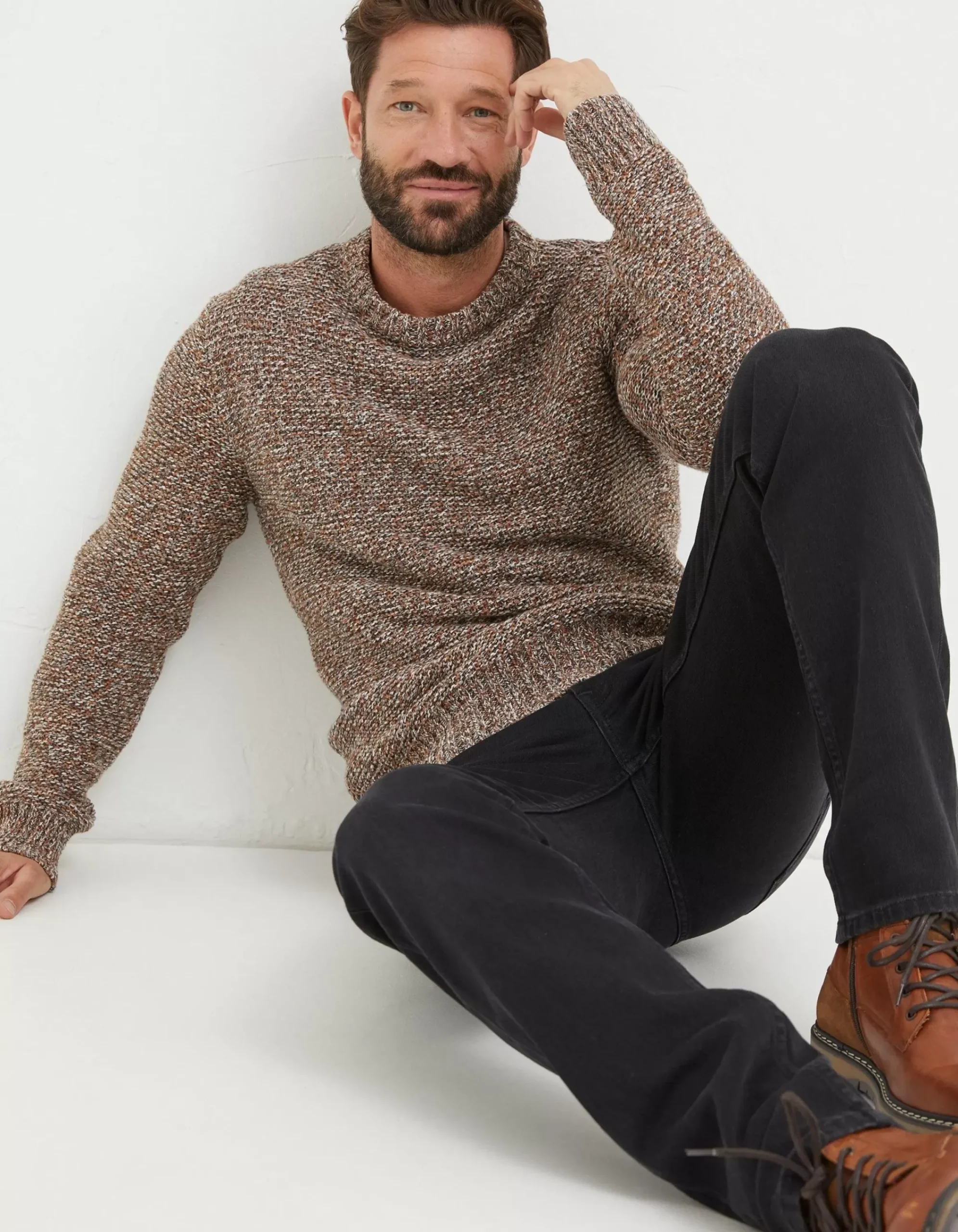 Men FatFace Knitwear|Hove Crew Jumper