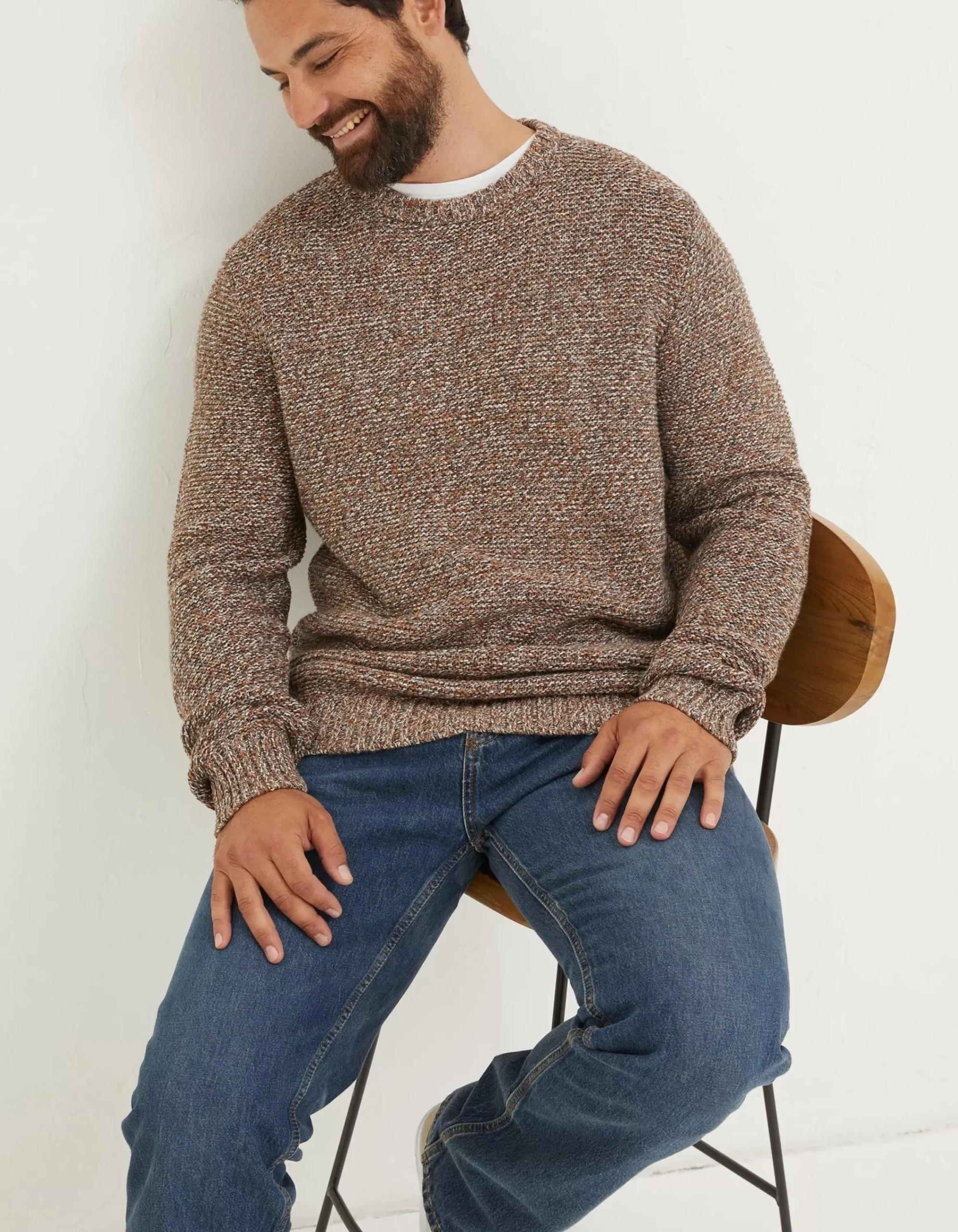 Men FatFace Knitwear|Hove Crew Jumper