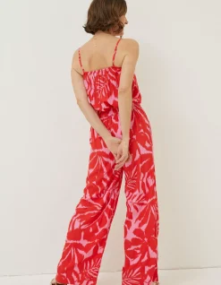 Women FatFace Trousers & Leggings|Ikat Leaves Palazzo Trousers