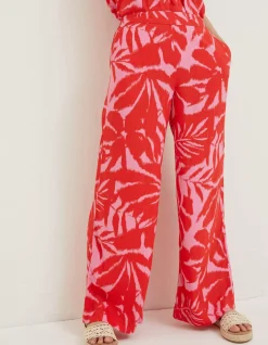 Women FatFace Trousers & Leggings|Ikat Leaves Palazzo Trousers