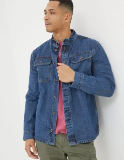 Men FatFace View All|Indigo Denim Grandad Shirt