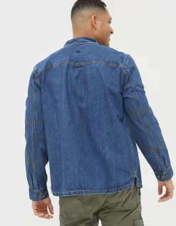 Men FatFace View All|Indigo Denim Grandad Shirt