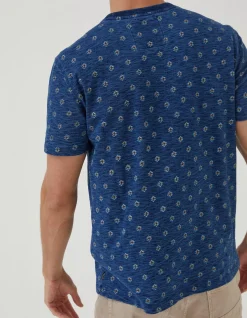Men FatFace T-Shirts|Indigo Geo Print T Shirt