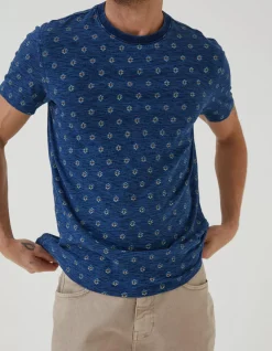 Men FatFace T-Shirts|Indigo Geo Print T Shirt