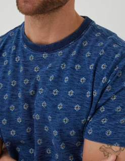 Men FatFace T-Shirts|Indigo Geo Print T Shirt
