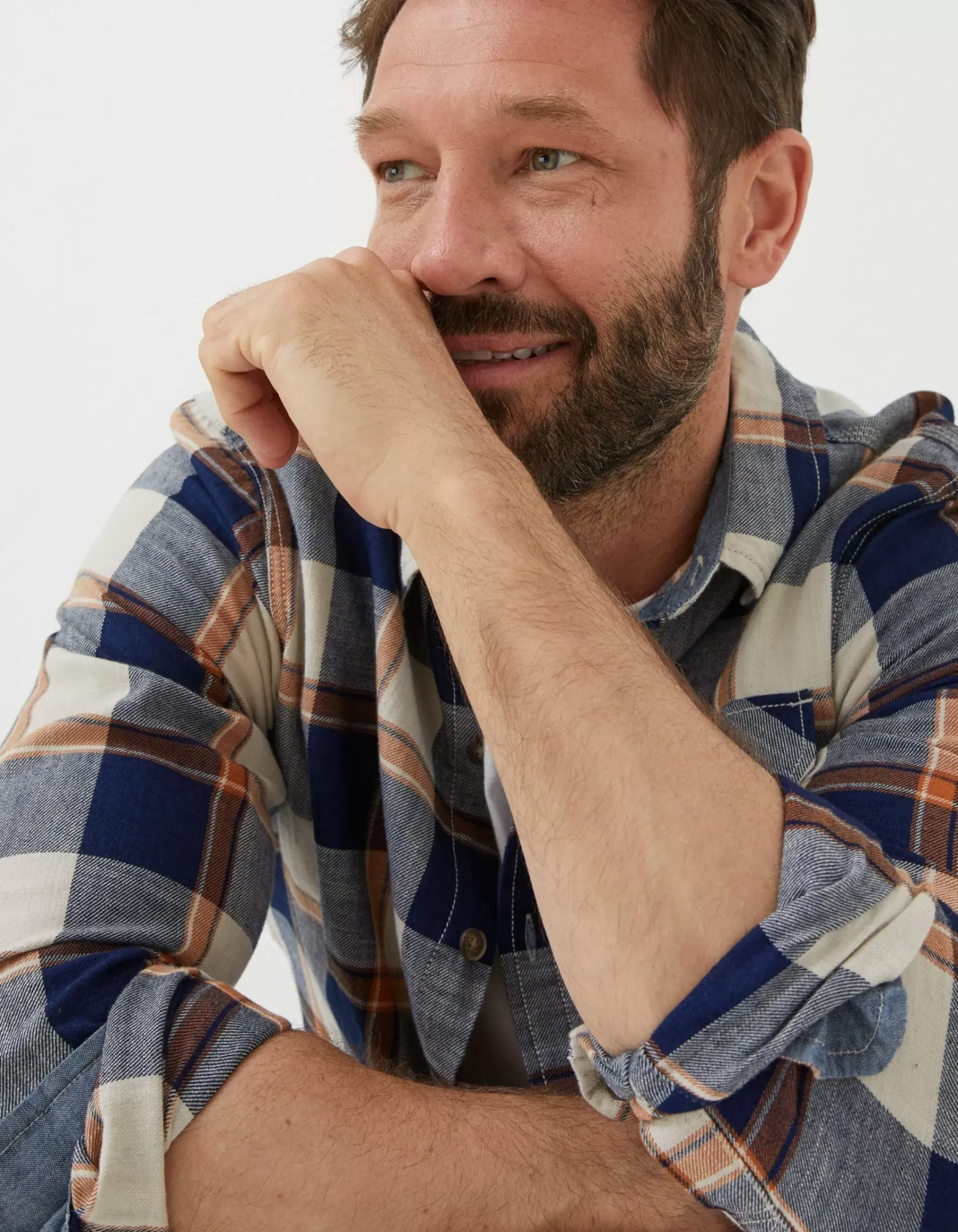 Men FatFace Shirts|Indigo Grid Check Shirt