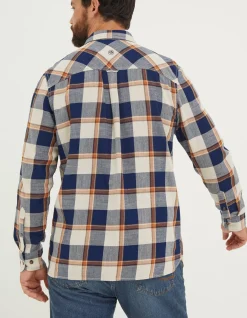 Men FatFace Shirts|Indigo Grid Check Shirt