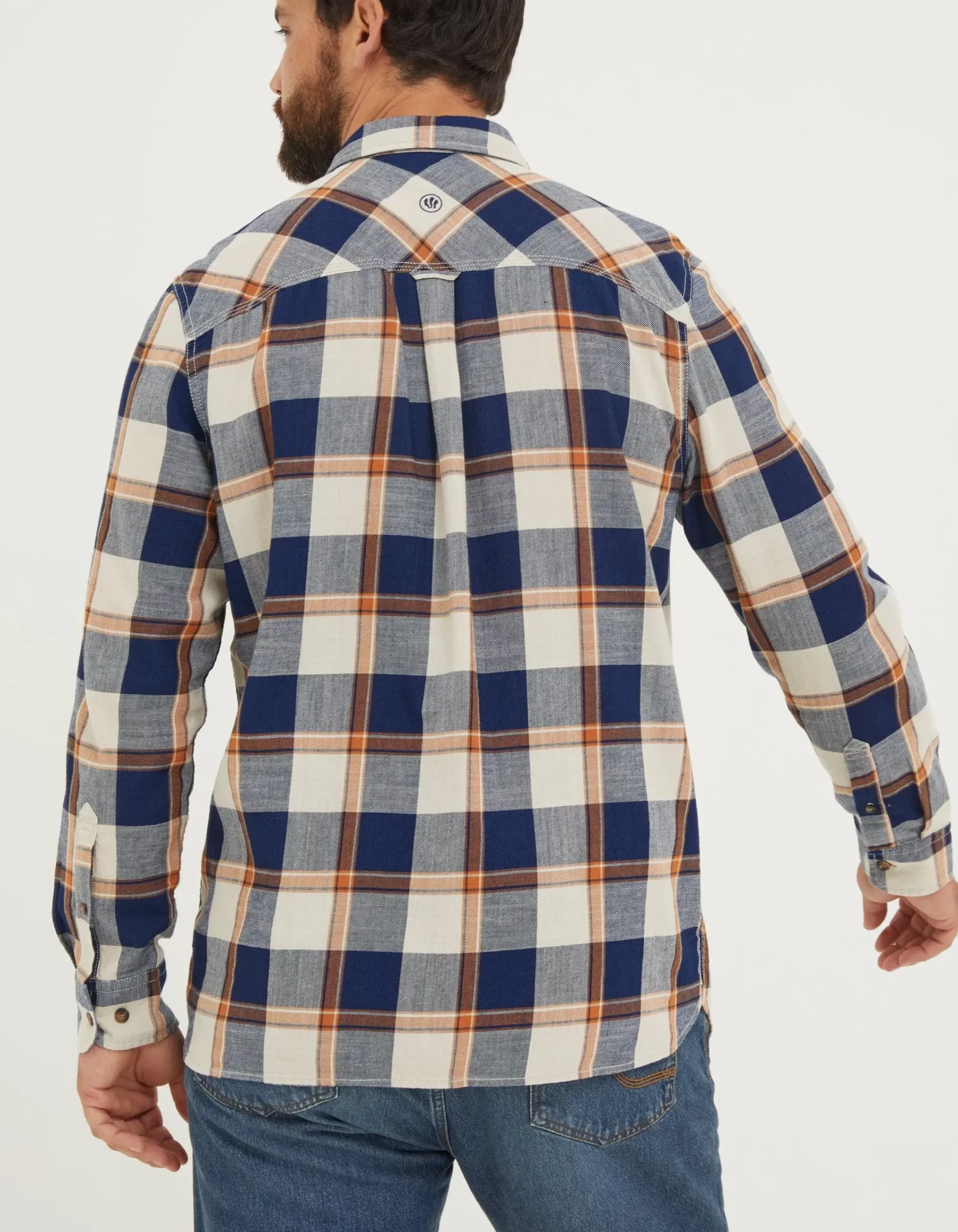 Men FatFace Shirts|Indigo Grid Check Shirt