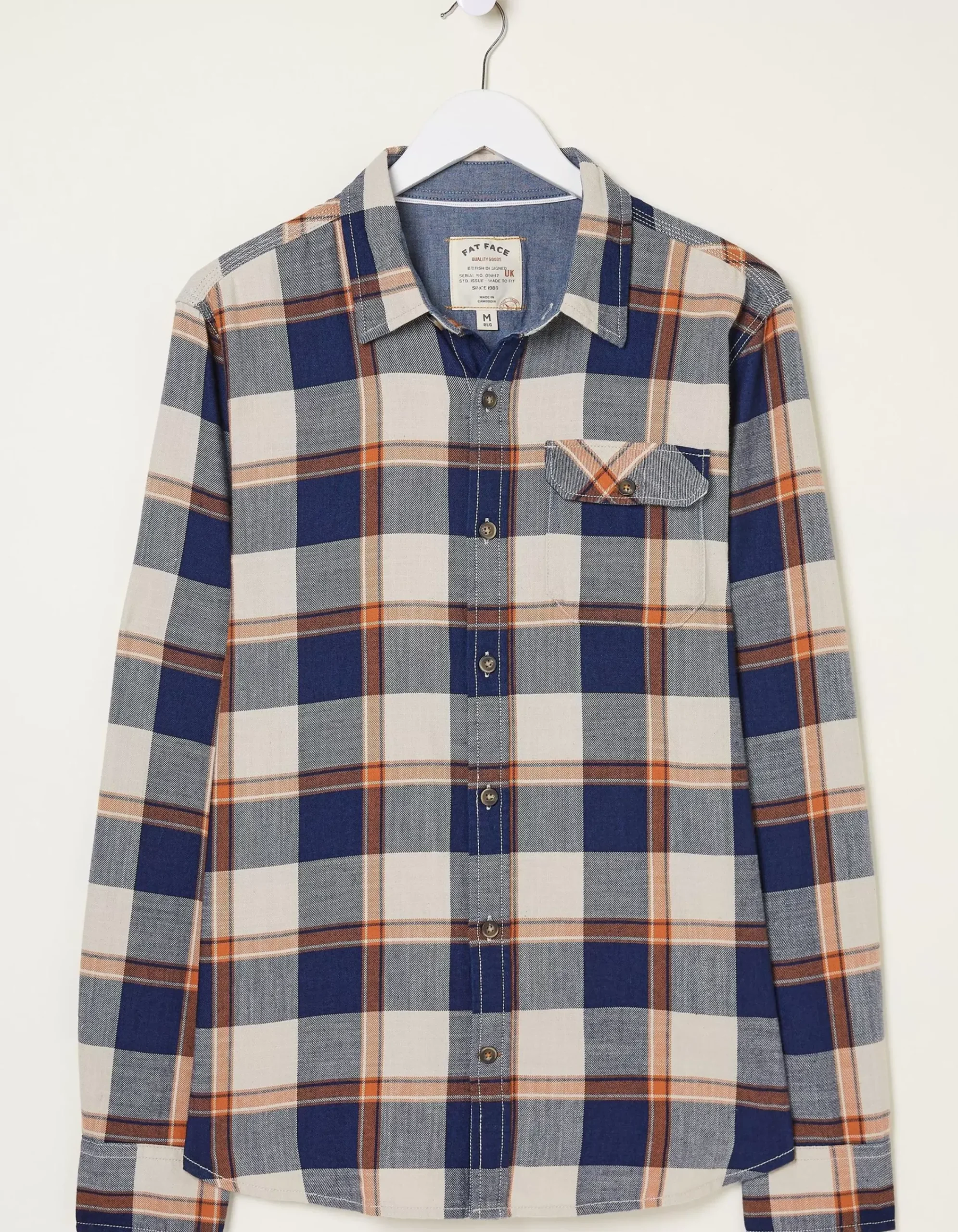 Men FatFace Shirts|Indigo Grid Check Shirt