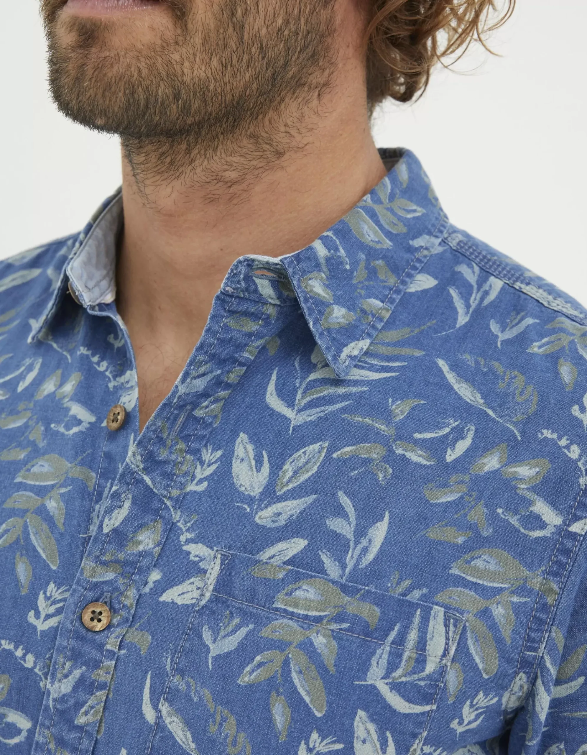 Men FatFace View All|Indigo Leaf Print Shirt