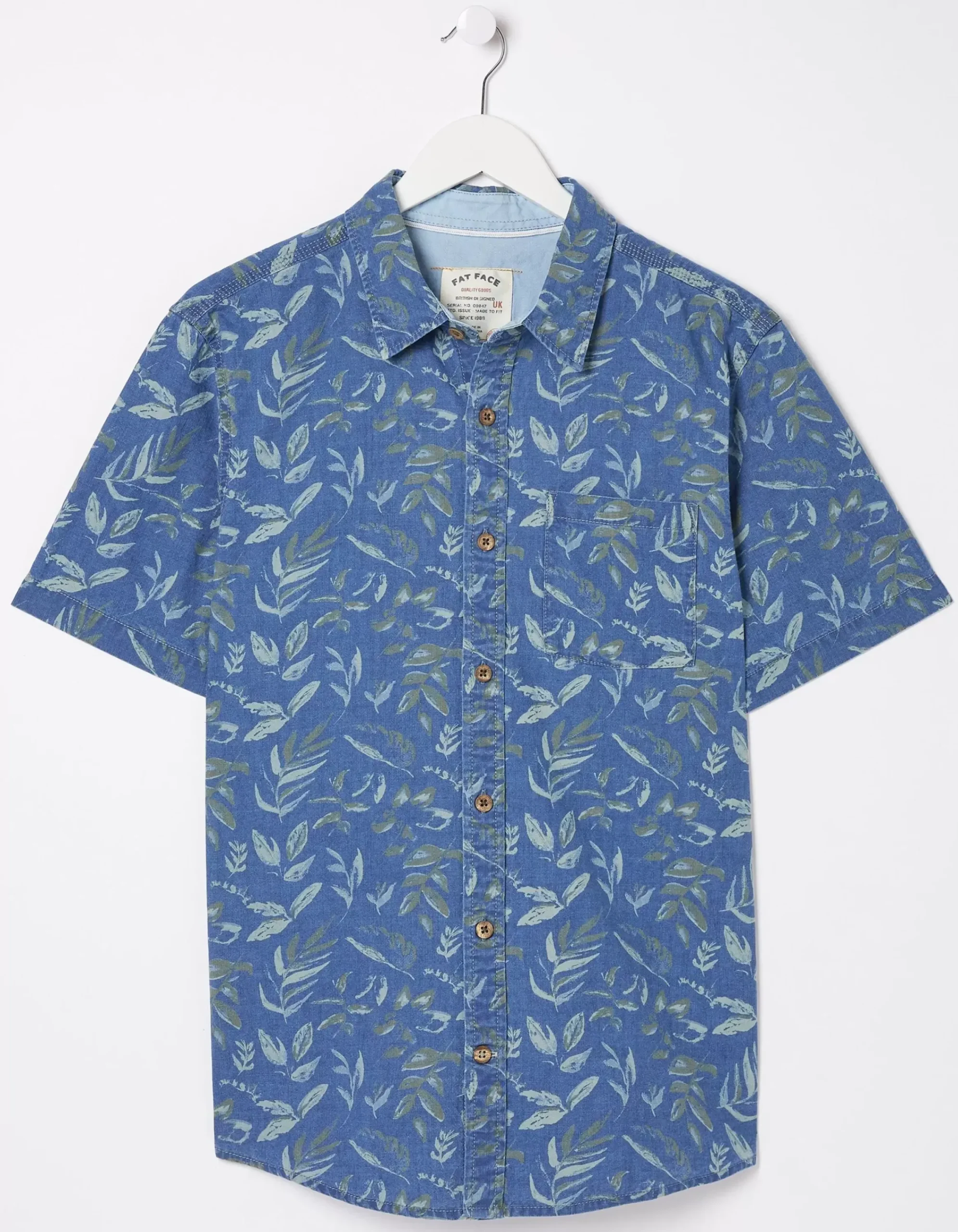 Men FatFace View All|Indigo Leaf Print Shirt