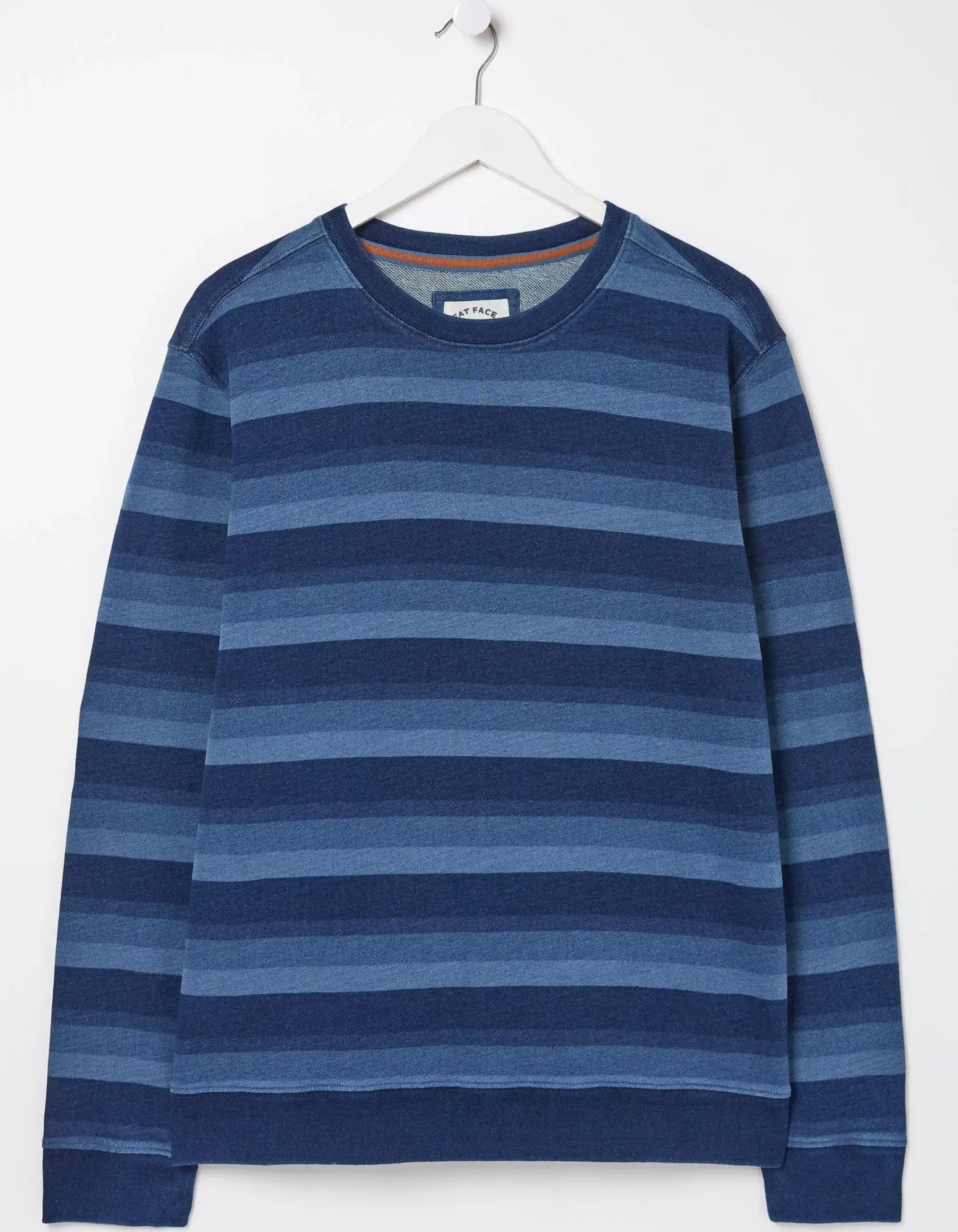 Men FatFace Sweatshirts & Hoodies|Indigo Stripe Crew Neck Sweatshirt