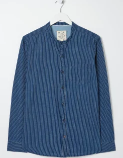 Men FatFace View All|Indigo Stripe Grandad Shirt