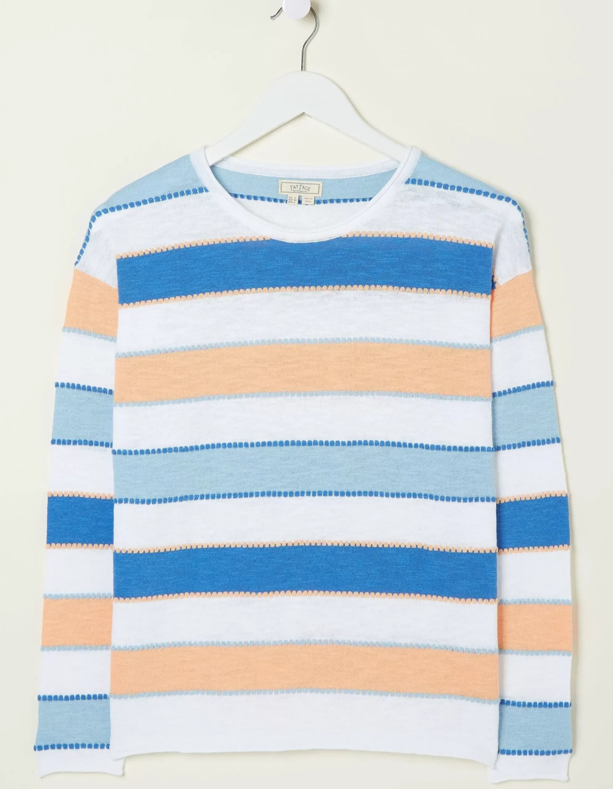 Women FatFace Knitwear|Isobella Cotton Linen Stripe Jumper