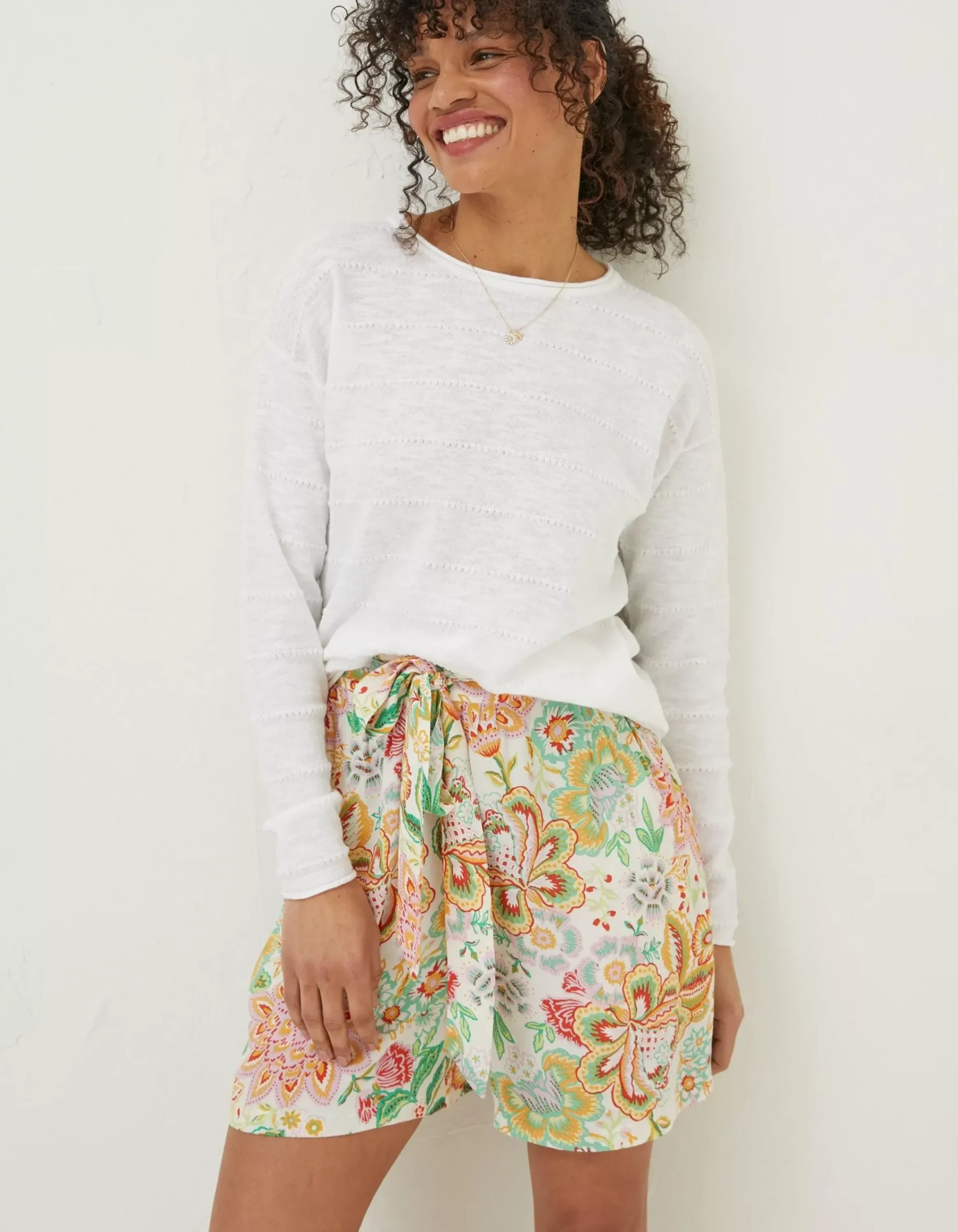 Women FatFace Knitwear|Isobella Linen Blend Button Back Jumper