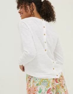 Women FatFace Knitwear|Isobella Linen Blend Button Back Jumper