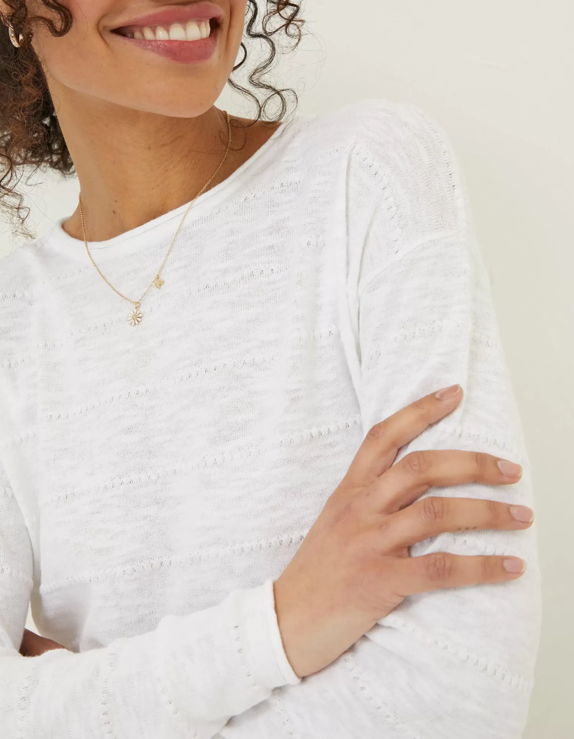 Women FatFace Knitwear|Isobella Linen Blend Button Back Jumper